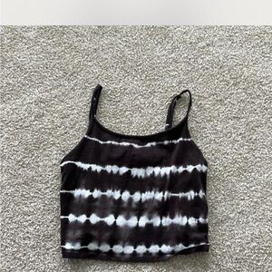 American Eagle Outfitters Black and White Fitted Crop Tank Top